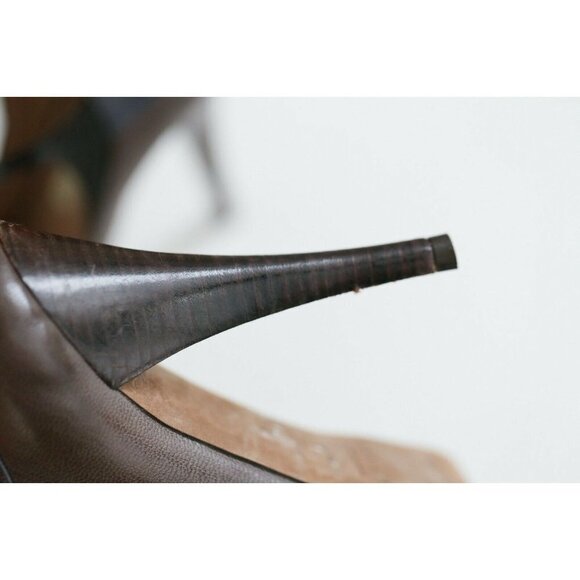 Pura Lopez Grey Brown Patchwork T Strap Sexy All Leather High Heels 36 - Picture 7 of 8